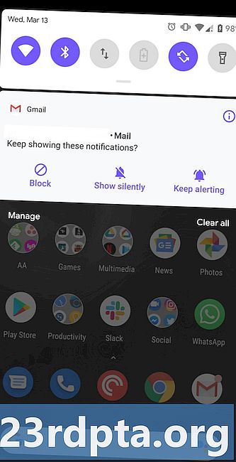Android Q ti obbliga a scorrere verso destra (per cancellare le notifiche)