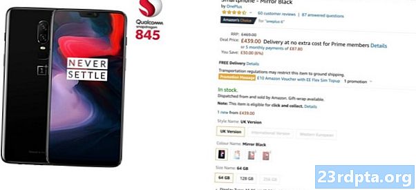 Offerta del Regno Unito: OnePlus 6 fino a £ 439 su Amazon (£ 30 di sconto) nella vendita di gennaio